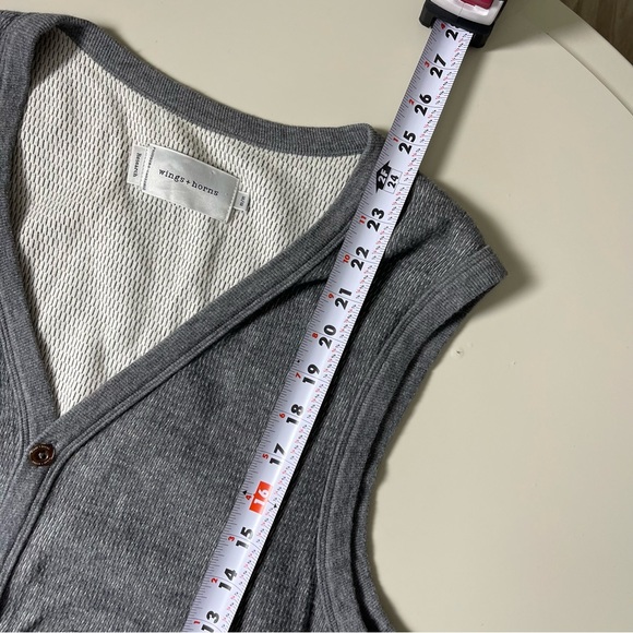 WINGS+HORNS GRAY COTTON HANDKNIT MENS SWEATER VEST SIZE M EUC - Picture 8 of 8